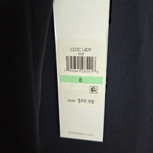 NWT CALVIN KLEIN INDIGO BLUE POLYESTER SHEATH LONG SLEEVES EVENING DRESS SIZE 8 - Picture 5 of 5